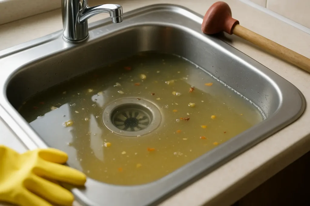 fregadero atascado comida